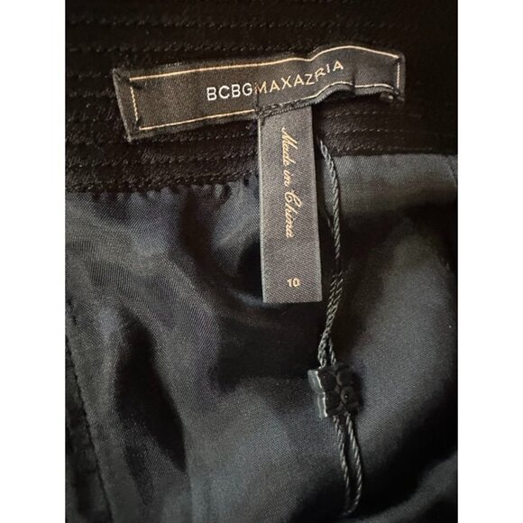 NWT BCBG MaxAzaria Black Woven Skirt Satin Mini Size 10 - Picture 3 of 7